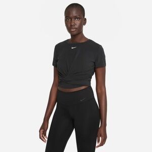 🏷️NWT Nike Dri-FIT One Luxe Women's Twist Cropped Short-Sleeve Top in Black 🖤
